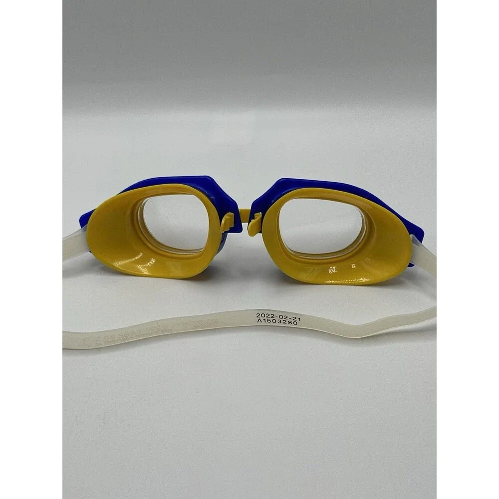 Speedo Hyper Swim Goggles Kids Youth Blue Yellow Clear Lens Adjustable Stra